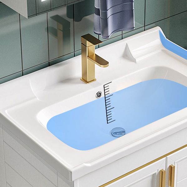 Glam Single Sink Bath Vanity Wall Mount White Metal Base Sink Vanity Clearhalo 'Bathroom Remodel & Bathroom Fixtures' 'Bathroom Vanities' 'bathroom_vanities' 'Home Improvement' 'home_improvement' 'home_improvement_bathroom_vanities' 1200x1200_4fecca44-a338-4d56-a88a-6fcb0a55fd9f