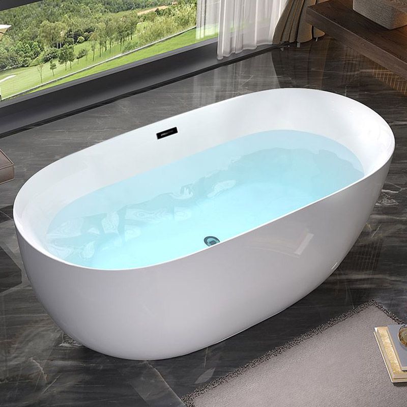 Modern White Acrylic Bathtub Freestand Soaking Bathtub with Drain Bath Tub Clearhalo 'Bathroom Remodel & Bathroom Fixtures' 'Bathtubs' 'Home Improvement' 'home_improvement' 'home_improvement_bathtubs' 'Showers & Bathtubs' 1200x1200_5000fe09-cfbe-4941-ab53-3b670ad7cc34