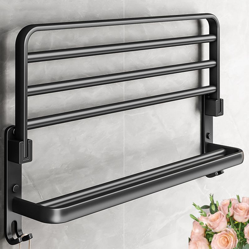 Black Aluminum Bathroom Accessory Set Modern Bath Shelf/ Towel Bar & Paper Holder Clearhalo 'Bathroom Hardware Sets' 'Bathroom Hardware' 'Bathroom Remodel & Bathroom Fixtures' 'bathroom_hardware_sets' 'Home Improvement' 'home_improvement' 'home_improvement_bathroom_hardware_sets' 1200x1200_504b9f8b-2ce5-4812-bb8a-d6cae5ad9923