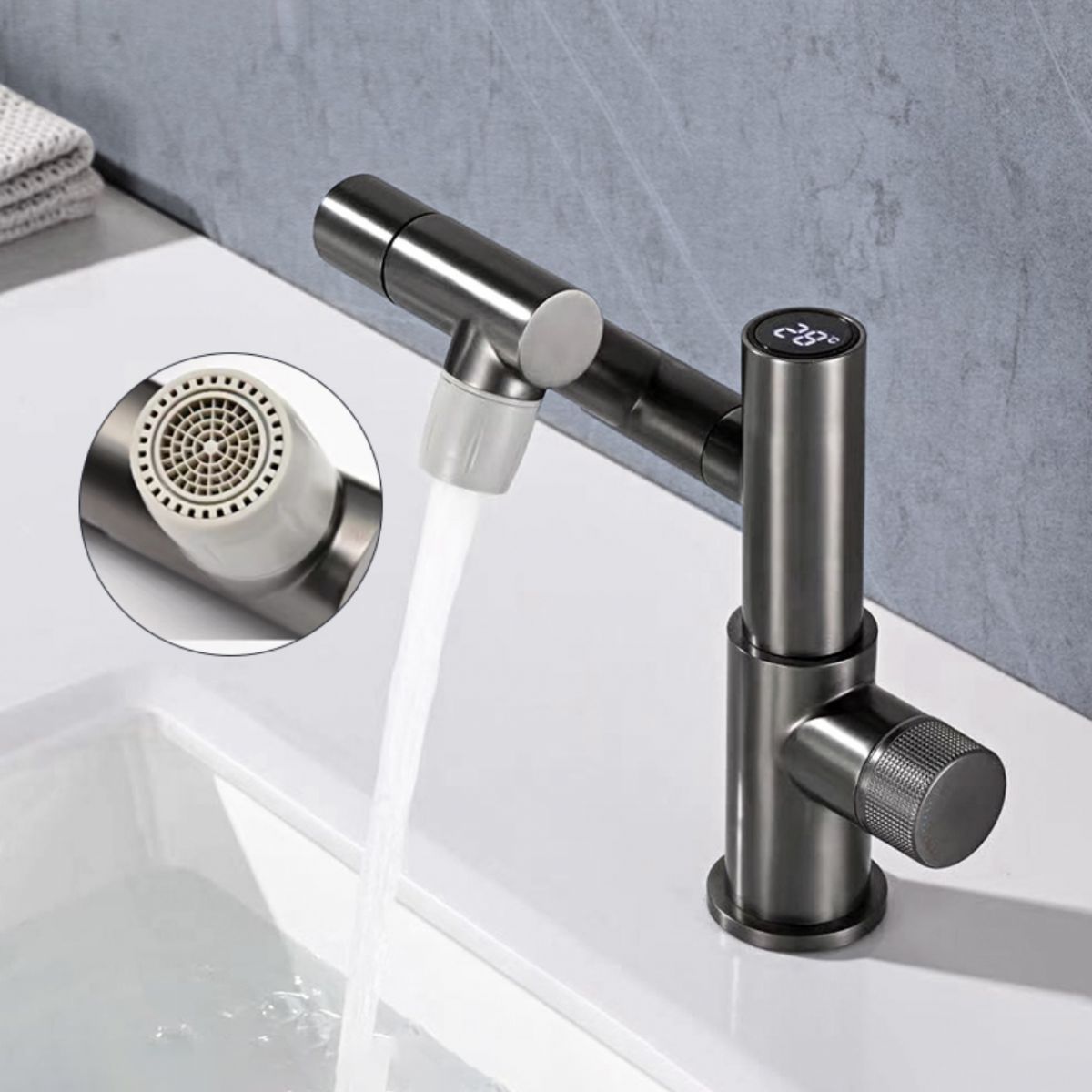 Waterfall Spout Basin Lavatory Faucet Modern Metal Lavatory Faucet Clearhalo 'bathroom_sink_faucets' 'Conjuntos de Torneiras de Lavatório e Banheiro' 'home_improvement' 'home_improvement_bathroom_sink_faucets' 'Mobiliário Doméstico' 'Página inicial' 'Renovação e equipamento de casa de banho' 'Torneira para lavatório de banheiro' 1200x1200_508592d5-7a10-4912-8c8e-2f5308cc8ae0