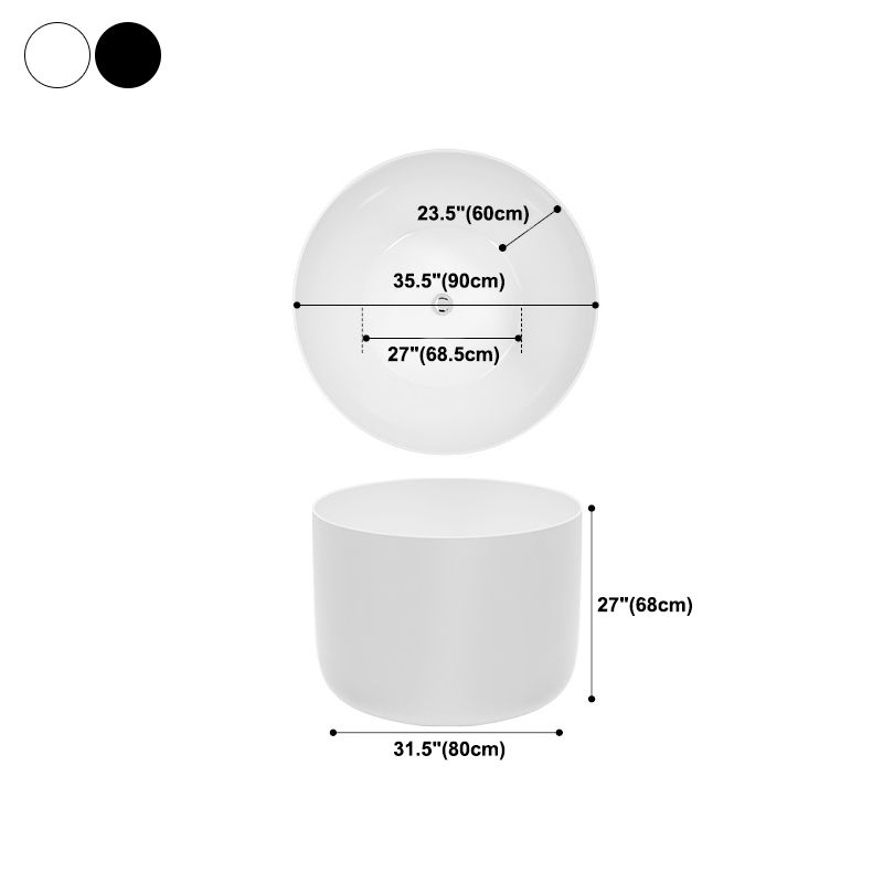 Modern Round Acrylic Bath Tub 26.77" H Freestanding Bathtub for Home Clearhalo 'Bathroom Remodel & Bathroom Fixtures' 'Bathtubs' 'Home Improvement' 'home_improvement' 'home_improvement_bathtubs' 'Showers & Bathtubs' 1200x1200_50b46318-3f78-41a5-8a12-ba651aa1a7e8