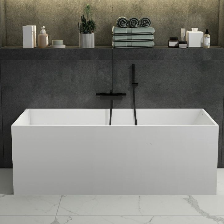 Stone Soaking Rectangular Bathtub Antique Finish Back to Wall Bath Tub Clearhalo 'Bathroom Remodel & Bathroom Fixtures' 'Bathtubs' 'Home Improvement' 'home_improvement' 'home_improvement_bathtubs' 'Showers & Bathtubs' 1200x1200_50fba88f-ab7c-436d-b730-112b247b1dad