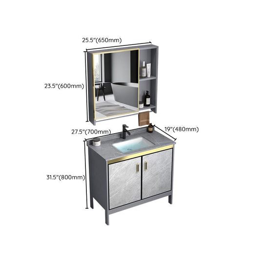 Metal Frame Vanity Grey Single Sink Rectangular Freestanding Mirror Vanity with Doors Clearhalo 'Bathroom Remodel & Bathroom Fixtures' 'Bathroom Vanities' 'bathroom_vanities' 'Home Improvement' 'home_improvement' 'home_improvement_bathroom_vanities' 1200x1200_5103cbfd-7b0e-471f-b5d6-a9ee8797d0ad