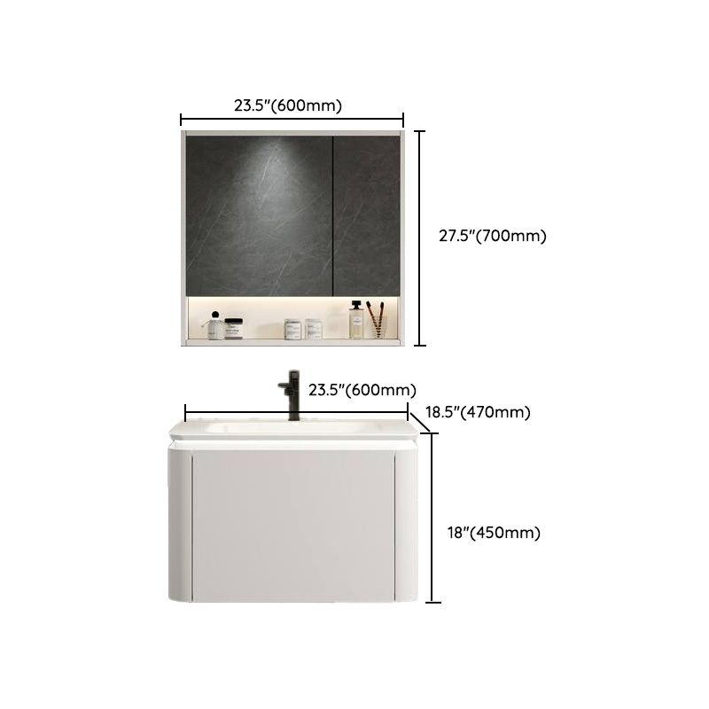 Wall Mounted Bathroom Vanity Mirror Drawer Single Sink Wood Rectangular in White Clearhalo 'Bathroom Remodel & Bathroom Fixtures' 'Bathroom Vanities' 'bathroom_vanities' 'Home Improvement' 'home_improvement' 'home_improvement_bathroom_vanities' 1200x1200_511226fc-324a-4e3e-9fa7-aabb8cc191cc