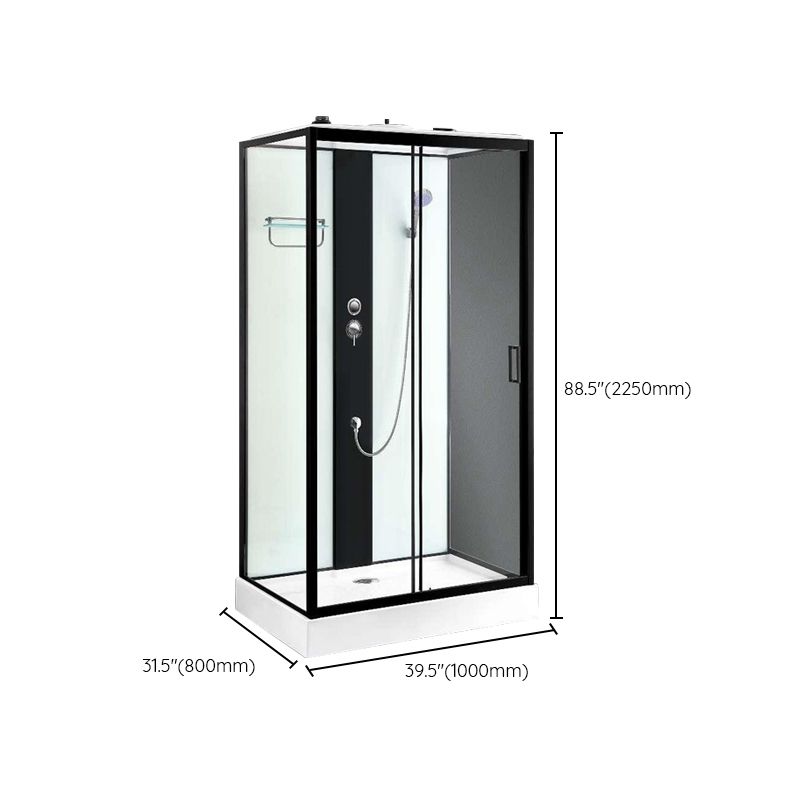 Shower Stall Semi-Frameless Single Sliding Black Rectangle Shower Stall Clearhalo 'Bathroom Remodel & Bathroom Fixtures' 'Home Improvement' 'home_improvement' 'home_improvement_shower_stalls_enclosures' 'Shower Stalls & Enclosures' 'shower_stalls_enclosures' 'Showers & Bathtubs' 1200x1200_5116ed5d-5f78-44b4-b362-fa77af8cffe1