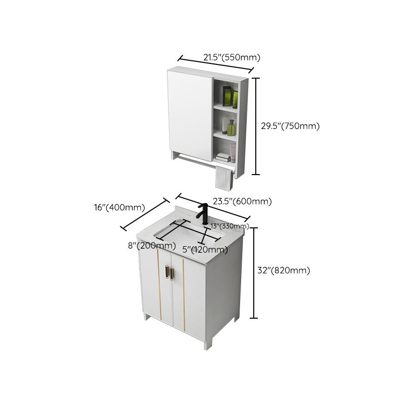 Gorgeous Freestanding Sink Cabinet Mirror Cabinet Bathroom Vanity Set in White Clearhalo 'Bathroom Remodel & Bathroom Fixtures' 'Bathroom Vanities' 'bathroom_vanities' 'Home Improvement' 'home_improvement' 'home_improvement_bathroom_vanities' 1200x1200_515b9a59-a5cf-4d1b-8507-58b2b87718f7