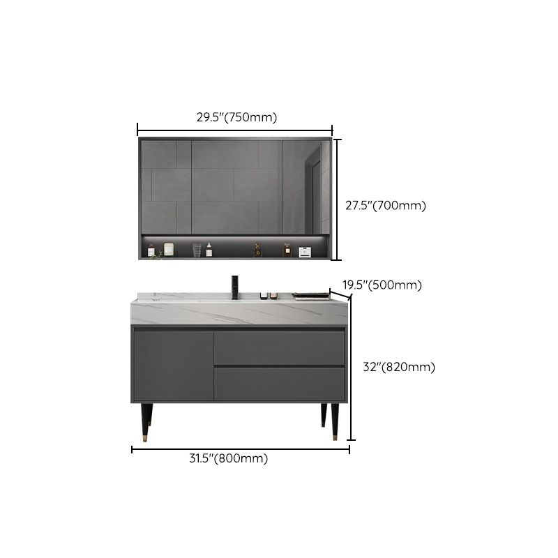 Modern Freestanding Sink Vanity Wood Bathroom Vanity Set with Mirror Clearhalo 'Bathroom Remodel & Bathroom Fixtures' 'Bathroom Vanities' 'bathroom_vanities' 'Home Improvement' 'home_improvement' 'home_improvement_bathroom_vanities' 1200x1200_518c91b1-1456-4876-8b85-48b353e38d4d