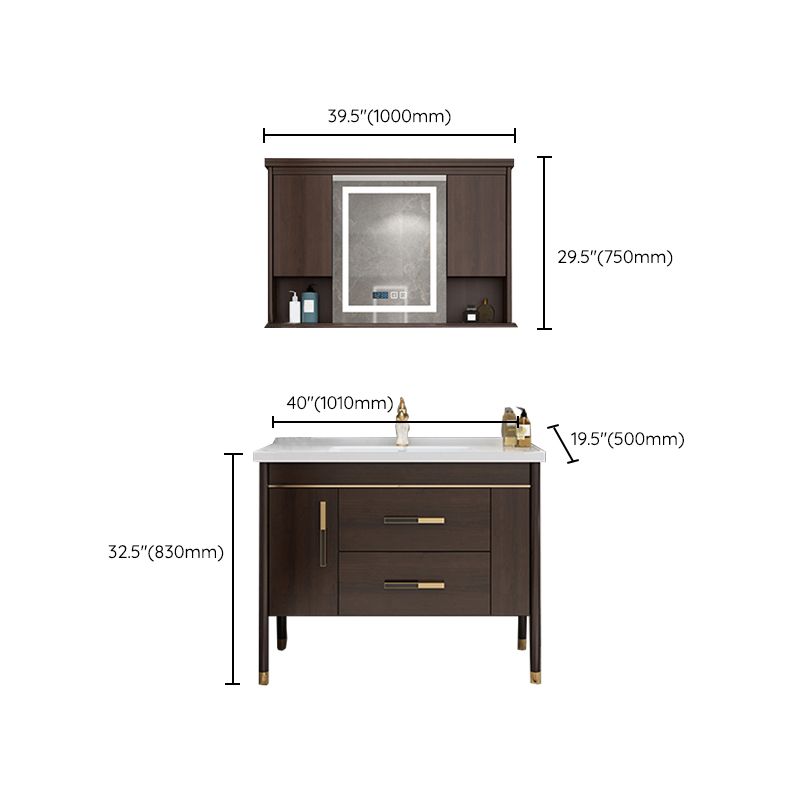 Wood Frame Bathroom Vanity Drawers Single Sink Rectangle Freestanding Vanity with Mirror Clearhalo 'Bathroom Remodel & Bathroom Fixtures' 'Bathroom Vanities' 'bathroom_vanities' 'Home Improvement' 'home_improvement' 'home_improvement_bathroom_vanities' 1200x1200_5190df6a-9529-4dc4-8719-d1206496909b