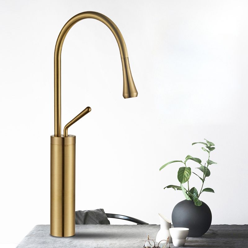 Gooseneck Sink Faucet Circular Lever Handles Brass Bathroom Sink Faucet Clearhalo 'Bathroom Remodel & Bathroom Fixtures' 'Bathroom Sink Faucets' 'Bathroom Sinks & Faucet Components' 'bathroom_sink_faucets' 'Home Improvement' 'home_improvement' 'home_improvement_bathroom_sink_faucets' 1200x1200_519404ac-5645-4410-954b-eb9130d23a41