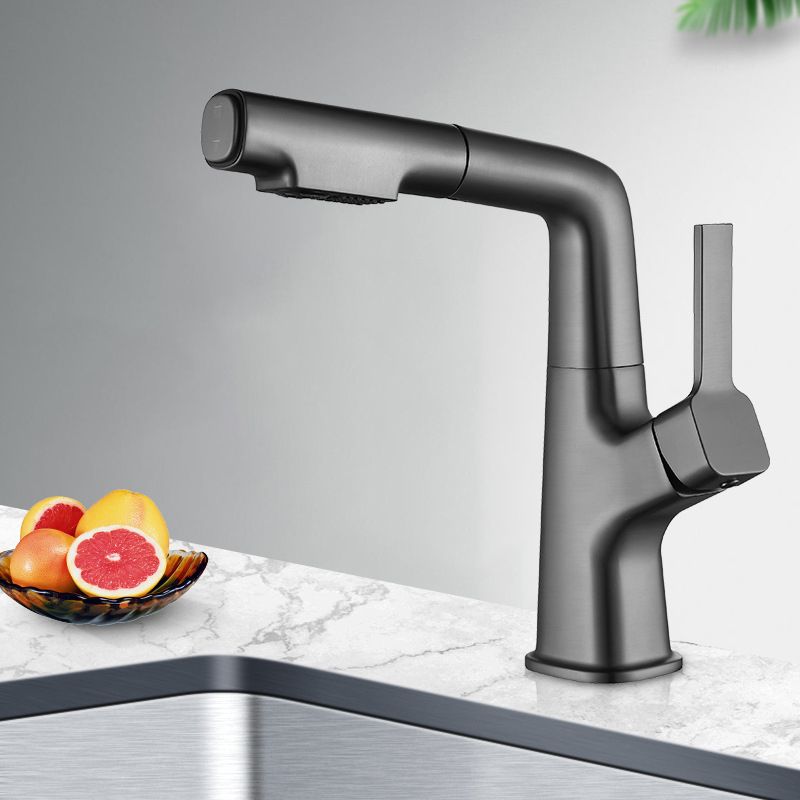 Modern Style Retractable Faucet Copper Single Handle Faucet for Kitchen Clearhalo 'Home Improvement' 'home_improvement' 'home_improvement_kitchen_faucets' 'Kitchen Faucets' 'Kitchen Remodel & Kitchen Fixtures' 'Kitchen Sinks & Faucet Components' 'kitchen_faucets' 1200x1200_51bd8926-41a2-4e74-9c4c-ed1d157c73f1
