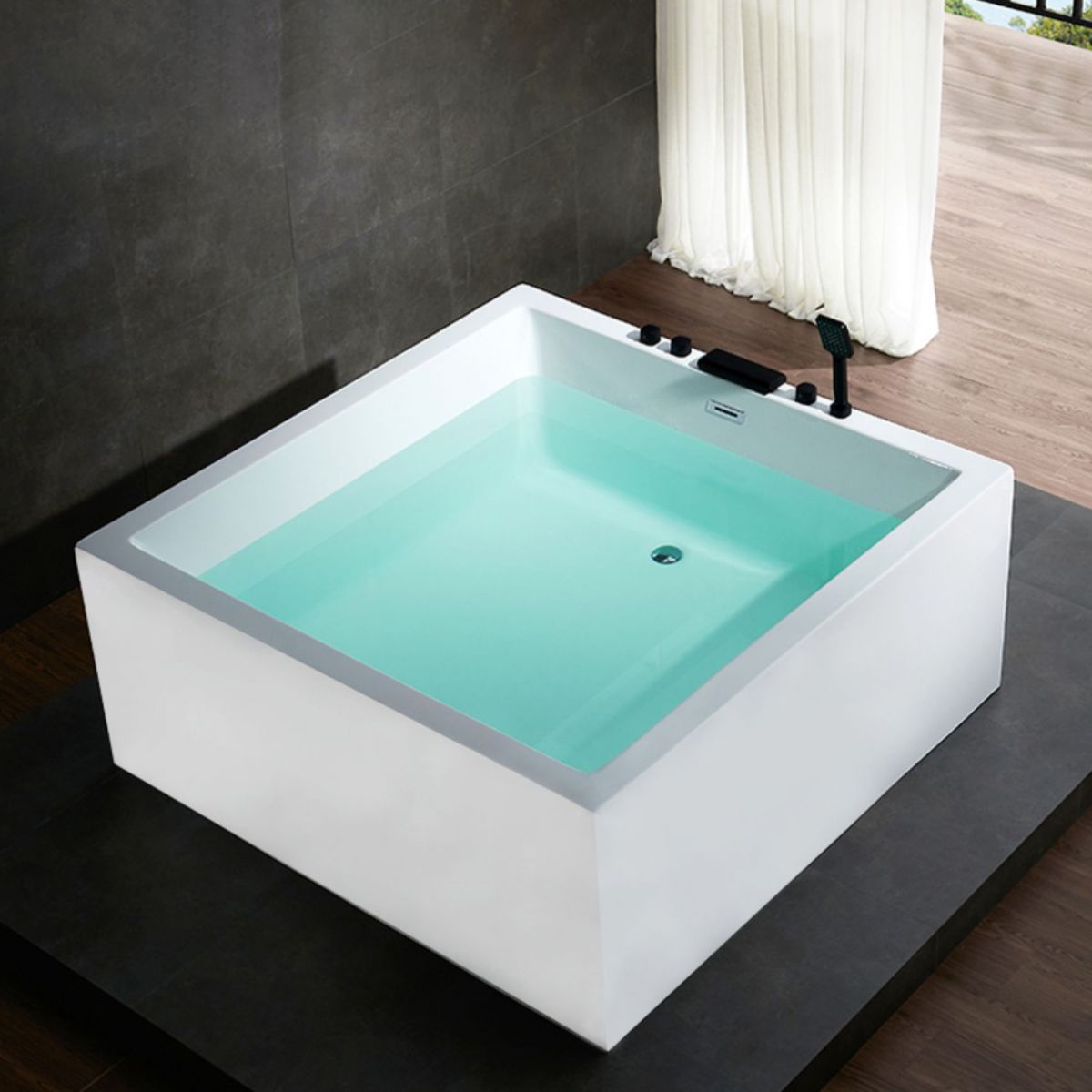 Modern Square Bath Stand Alone Acrylic Soaking White Bathtub Clearhalo 'Bathroom Remodel & Bathroom Fixtures' 'Bathtubs' 'Home Improvement' 'home_improvement' 'home_improvement_bathtubs' 'Showers & Bathtubs' 1200x1200_51dd8e84-4554-4589-9dd4-29113eff480b