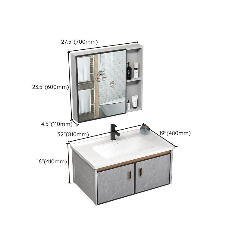 Single Bathroom Vanity Glam Gray Metal Frame Rectangular Wall Mount Vanity Set Clearhalo 'Bathroom Remodel & Bathroom Fixtures' 'Bathroom Vanities' 'bathroom_vanities' 'Home Improvement' 'home_improvement' 'home_improvement_bathroom_vanities' 1200x1200_52191c23-3a0c-465a-b323-e46b069a34ab