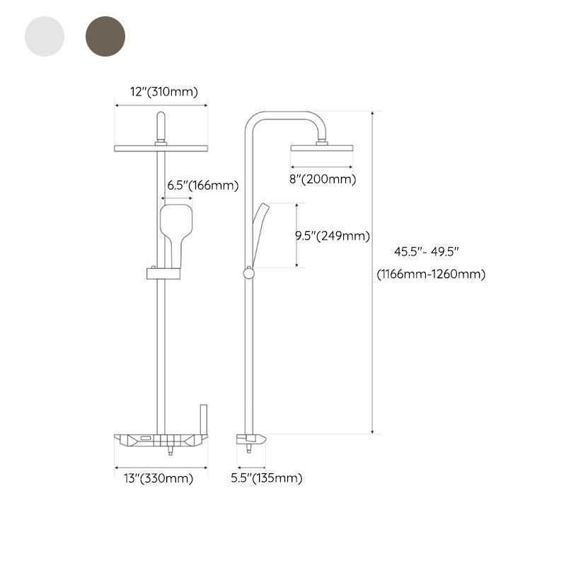 Modern Shower Set Solid Color Valve Included Shower Head Combo Clearhalo 'Bathroom Remodel & Bathroom Fixtures' 'Home Improvement' 'home_improvement' 'home_improvement_shower_faucets' 'Shower Faucets & Systems' 'shower_faucets' 'Showers & Bathtubs Plumbing' 'Showers & Bathtubs' 1200x1200_5225e8d2-f1aa-4ffa-aa89-918a10736b9b