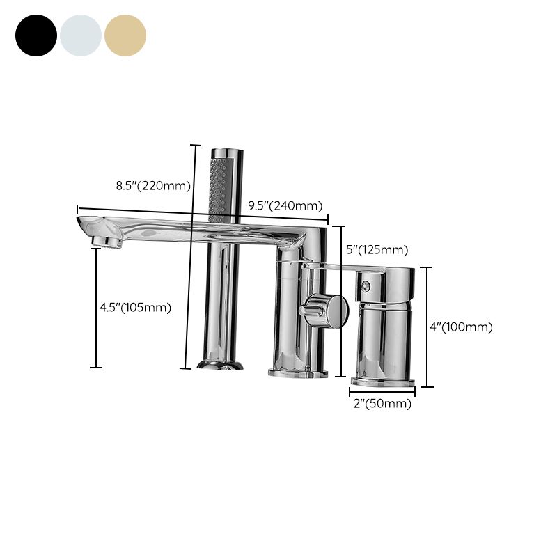 Modern Deck Mounted Freestanding Tub Filler Metal Freestanding Faucet with Handles Clearhalo 'Bathroom Remodel & Bathroom Fixtures' 'Bathtub Faucets' 'bathtub_faucets' 'Home Improvement' 'home_improvement' 'home_improvement_bathtub_faucets' 1200x1200_522d1f35-f7e2-4fa0-98fd-bac49e43f67a