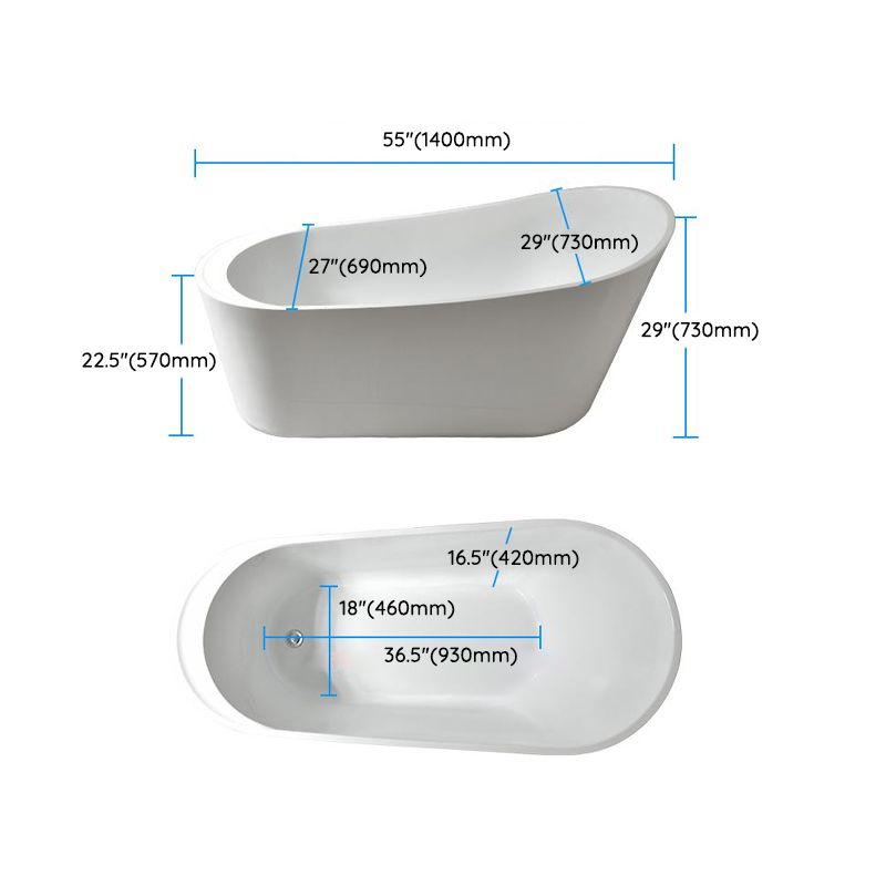 Slipper Modern Bath Oval White Soaking Acrylic Stand Alone Bathtub Clearhalo 'Bathroom Remodel & Bathroom Fixtures' 'Bathtubs' 'Home Improvement' 'home_improvement' 'home_improvement_bathtubs' 'Showers & Bathtubs' 1200x1200_522da101-3377-46a6-8d3e-c22a07a15959