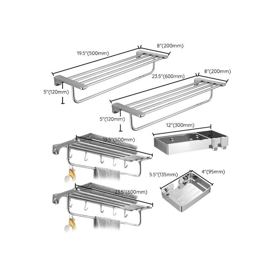 Silver Bathroom Accessories Hardware Set Modern Bathroom Accessory Kit Clearhalo 'Bathroom Hardware Sets' 'Bathroom Hardware' 'Bathroom Remodel & Bathroom Fixtures' 'bathroom_hardware_sets' 'Home Improvement' 'home_improvement' 'home_improvement_bathroom_hardware_sets' 1200x1200_525ad2f6-7c77-430e-8ab0-7ecf2c90f1f4