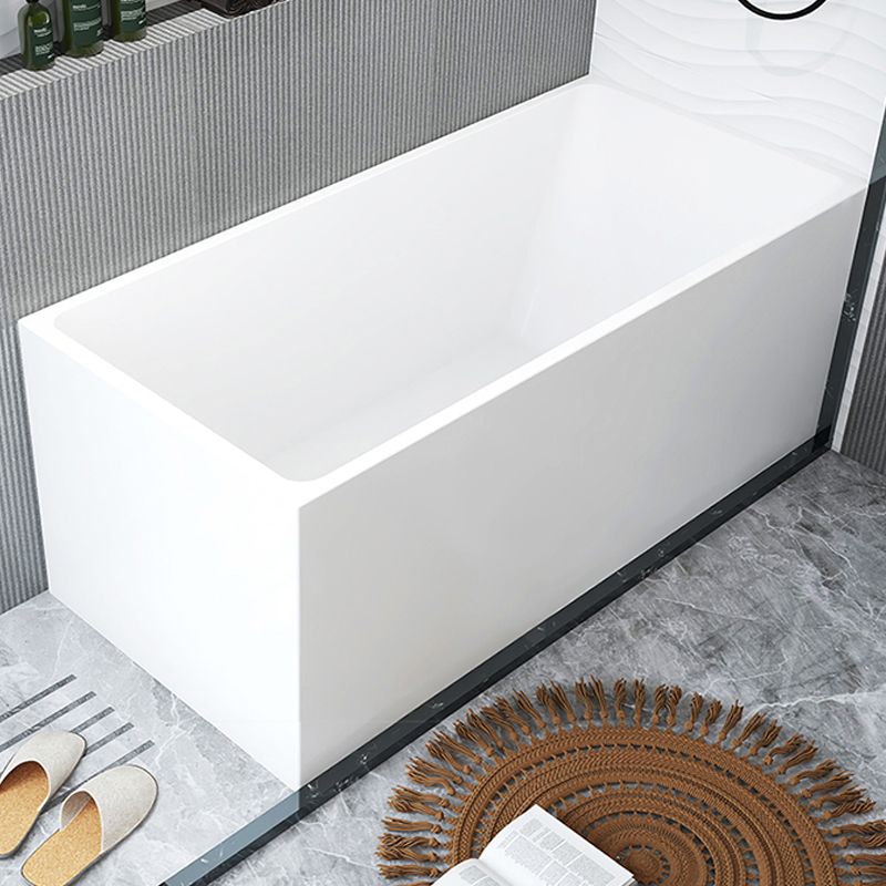 Modern Acrylic White Bathtub Rectangle Back to Wall with Drain Bath Tub Clearhalo 'Bathroom Remodel & Bathroom Fixtures' 'Bathtubs' 'Home Improvement' 'home_improvement' 'home_improvement_bathtubs' 'Showers & Bathtubs' 1200x1200_5287d8d6-0b2b-4ba2-81a0-c14ce0bc8964