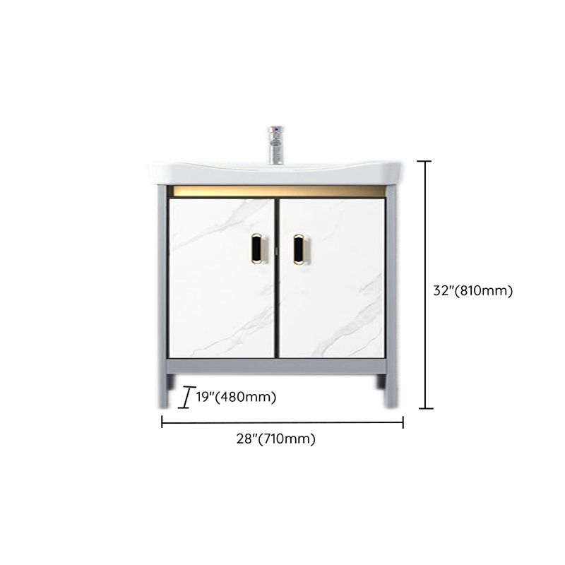 White Vanity Set Single Sink Freestanding Metal Mirror Bathroom Vanity with Faucet Clearhalo 'Bathroom Remodel & Bathroom Fixtures' 'Bathroom Vanities' 'bathroom_vanities' 'Home Improvement' 'home_improvement' 'home_improvement_bathroom_vanities' 1200x1200_529b04c7-0bbb-4286-b3f1-df37ee4aa826