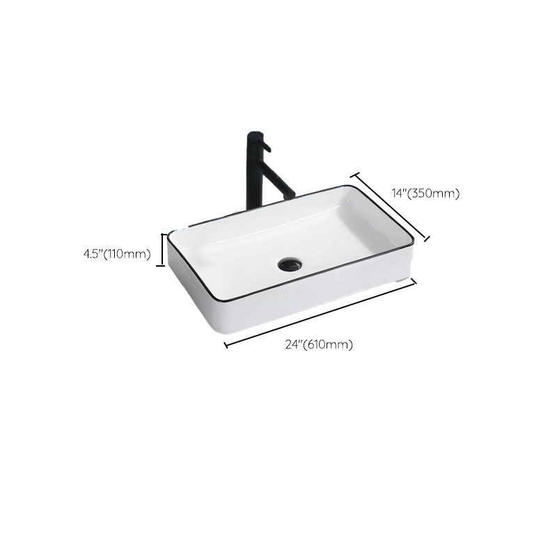 Bathroom Sink Ceramic Black Edging Anti-spill Rectangular Rod Single Handle Faucet Sink Clearhalo 'Bathroom Remodel & Bathroom Fixtures' 'Bathroom Sinks & Faucet Components' 'Bathroom Sinks' 'bathroom_sink' 'Home Improvement' 'home_improvement' 'home_improvement_bathroom_sink' 1200x1200_5310582c-08d6-4743-91f2-f0dba95b4468