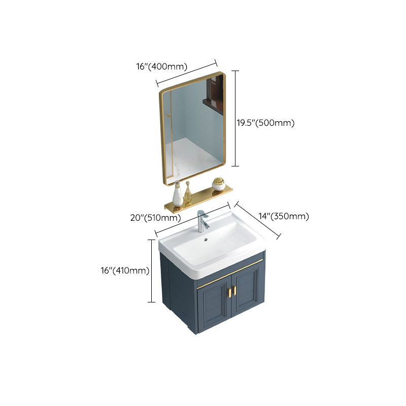 Blue Rectangle Vanity Set Metal Frame Wall-Mounted 2 Doors Mirror Single Sink Bath Vanity Clearhalo 'Bathroom Remodel & Bathroom Fixtures' 'Bathroom Vanities' 'bathroom_vanities' 'Home Improvement' 'home_improvement' 'home_improvement_bathroom_vanities' 1200x1200_5315864c-27c0-4eb2-8d8d-7a3e06a409b2