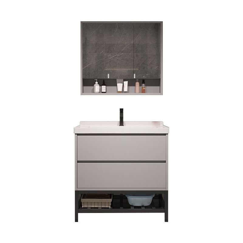 Wall Mount Vanity White Wood Frame Soft Close Drawers Single Sink Vanity with Mirror Clearhalo 'Bathroom Remodel & Bathroom Fixtures' 'Bathroom Vanities' 'bathroom_vanities' 'Home Improvement' 'home_improvement' 'home_improvement_bathroom_vanities' 1200x1200_5350cc5c-21c2-461d-b11a-28178d758877