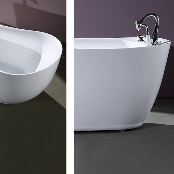 White Acrylic Oval Bathtub Soaking Freestanding Tub with Faucet Clearhalo 'Bathroom Remodel & Bathroom Fixtures' 'Bathtubs' 'Home Improvement' 'home_improvement' 'home_improvement_bathtubs' 'Showers & Bathtubs' 1200x1200_5367e3f1-488f-429d-822a-613982e2a523