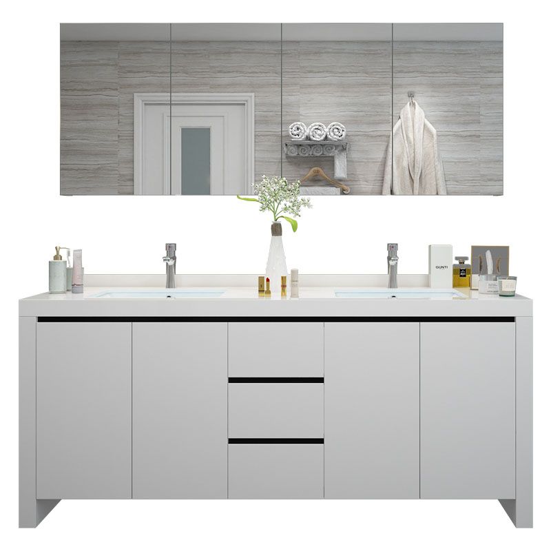 Modern White Wood Sink Vanity Faucet Included with Mirror for Bathroom Clearhalo 'Bathroom Remodel & Bathroom Fixtures' 'Bathroom Vanities' 'bathroom_vanities' 'Home Improvement' 'home_improvement' 'home_improvement_bathroom_vanities' 1200x1200_536b246d-63e4-4570-b193-4dd04b32b670