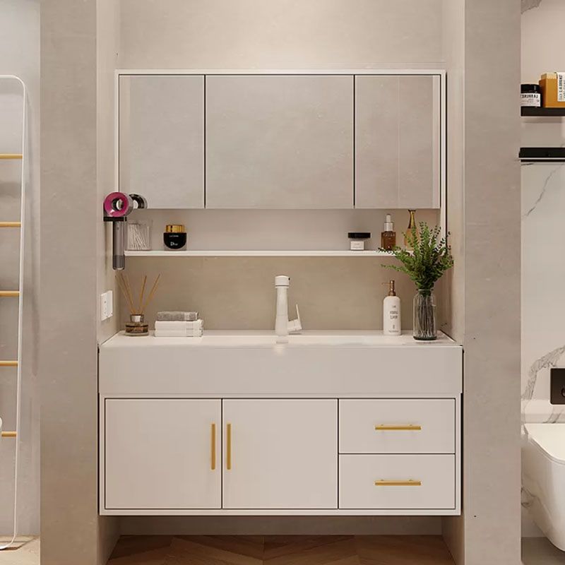 White Wall Mounted Standard Single-Sink Open Console with Sink Set Clearhalo 'Bathroom Remodel & Bathroom Fixtures' 'Bathroom Vanities' 'bathroom_vanities' 'Home Improvement' 'home_improvement' 'home_improvement_bathroom_vanities' 1200x1200_537c264b-2a8b-4484-bc87-479a9feb1493