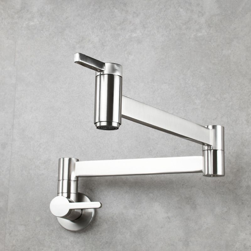 1-Handle Brushed Nickel Widespread Faucet 1 Hole Wall Mounted Bathroom Faucet with Brass Clearhalo 'Bathroom Remodel & Bathroom Fixtures' 'Bathroom Sink Faucets' 'Bathroom Sinks & Faucet Components' 'bathroom_sink_faucets' 'Home Improvement' 'home_improvement' 'home_improvement_bathroom_sink_faucets' 1200x1200_53950090-6dc4-4c97-8331-c2c93a205bb3