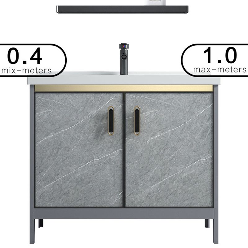 Freestanding Aluminium Bathroom Sink Vanity Gray with Faucet Bathroom Vanity Cabinet Clearhalo 'Bathroom Remodel & Bathroom Fixtures' 'Bathroom Vanities' 'bathroom_vanities' 'Home Improvement' 'home_improvement' 'home_improvement_bathroom_vanities' 1200x1200_53d81995-2293-4426-a007-71ee508ee011