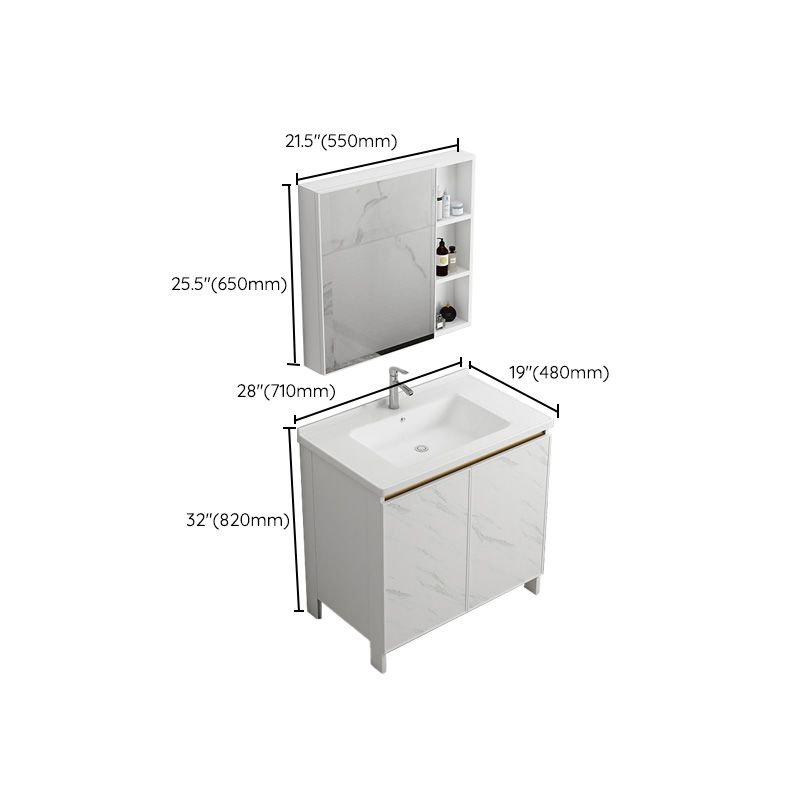 Modern Bath Vanity White Single Rectangular Freestanding Sink Vanity Clearhalo 'Bathroom Remodel & Bathroom Fixtures' 'Bathroom Vanities' 'bathroom_vanities' 'Home Improvement' 'home_improvement' 'home_improvement_bathroom_vanities' 1200x1200_53f6866c-6d5f-4936-92e2-5efef42e6546