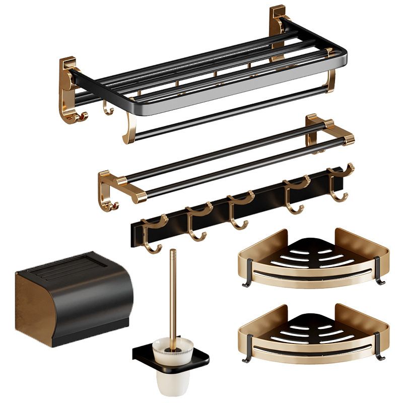 Traditional Black Aluminum Bath Hardware Set Bathroom Accessory Kit Clearhalo 'Bathroom Hardware Sets' 'Bathroom Hardware' 'Bathroom Remodel & Bathroom Fixtures' 'bathroom_hardware_sets' 'Home Improvement' 'home_improvement' 'home_improvement_bathroom_hardware_sets' 1200x1200_54015bd1-e155-41a7-b0e2-636e22fd3a55