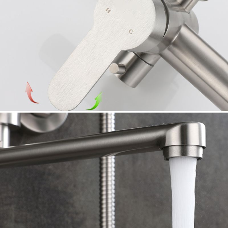 Wall Mounted Metal Tub Filler Low Arc Swivel Bathroom Faucet Clearhalo 'Bathroom Remodel & Bathroom Fixtures' 'Bathtub Faucets' 'bathtub_faucets' 'Home Improvement' 'home_improvement' 'home_improvement_bathtub_faucets' 1200x1200_5421be29-ea07-4de4-925a-3f125f2552e6