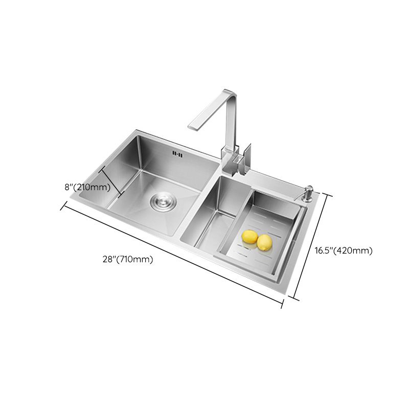 Contemporary Stainless Steel Kitchen Sink Double Basin Sink with Drain Assembly Clearhalo 'Home Improvement' 'home_improvement' 'home_improvement_kitchen_sinks' 'Kitchen Remodel & Kitchen Fixtures' 'Kitchen Sinks & Faucet Components' 'Kitchen Sinks' 'kitchen_sinks' 1200x1200_54249232-878b-4658-a3d9-a9e2d771804c