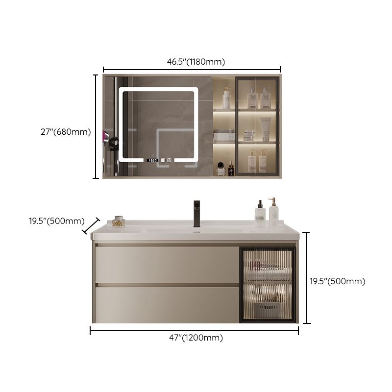 2 Drawers Vanity Wood Frame Wall Mount Rectangle Single Sink Bathroom Vanity with Mirror Clearhalo 'Bathroom Remodel & Bathroom Fixtures' 'Bathroom Vanities' 'bathroom_vanities' 'Home Improvement' 'home_improvement' 'home_improvement_bathroom_vanities' 1200x1200_543d0ade-16bb-4343-8d8e-ed9f75b305a6