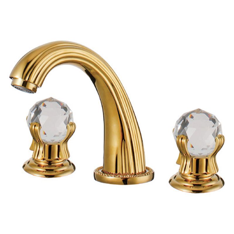 Glam Centerset Faucet Brass 2 Knob Handles 3 Holes Low Arc Bathroom Sink Faucet Clearhalo 'Bathroom Remodel & Bathroom Fixtures' 'Bathroom Sink Faucets' 'Bathroom Sinks & Faucet Components' 'bathroom_sink_faucets' 'Home Improvement' 'home_improvement' 'home_improvement_bathroom_sink_faucets' 1200x1200_54483335-6b5f-4df2-8028-8e59c0b15c07