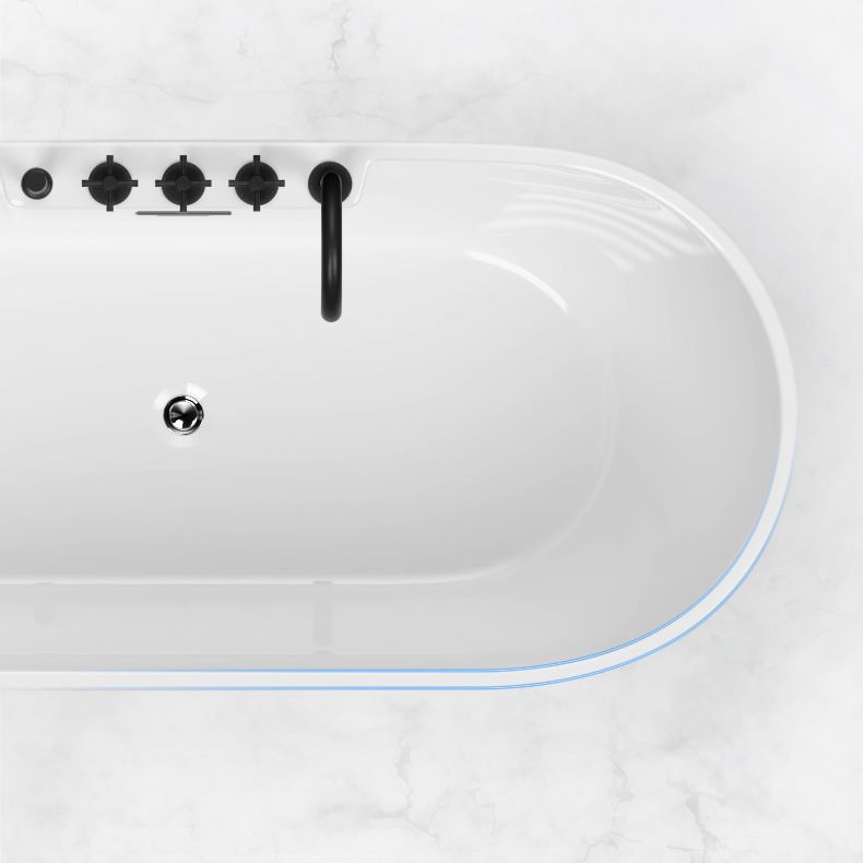 White Stand Alone Bath Modern Oval Soaking Acrylic Back to Wall Bathtub Clearhalo 'Bathroom Remodel & Bathroom Fixtures' 'Bathtubs' 'Home Improvement' 'home_improvement' 'home_improvement_bathtubs' 'Showers & Bathtubs' 1200x1200_5450b688-6cbb-43c0-9e6c-0551d73caa39