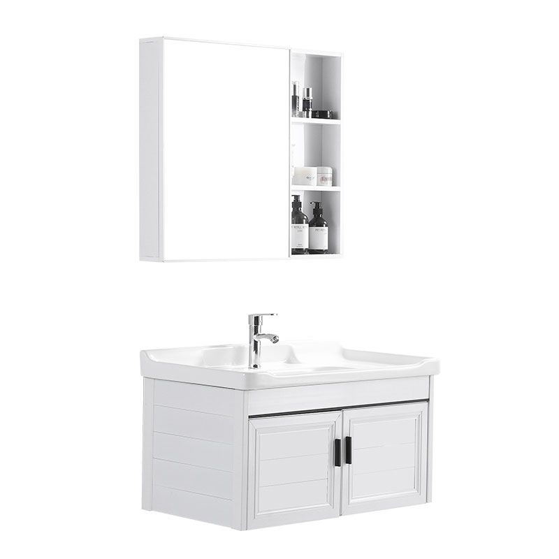 Modern White Wall Mount Bathroom Sink Vanity with Faucet Sink Clearhalo 'Bathroom Remodel & Bathroom Fixtures' 'Bathroom Vanities' 'bathroom_vanities' 'Home Improvement' 'home_improvement' 'home_improvement_bathroom_vanities' 1200x1200_5456cddf-ffa7-4b92-adb6-ae87eecf9fa4