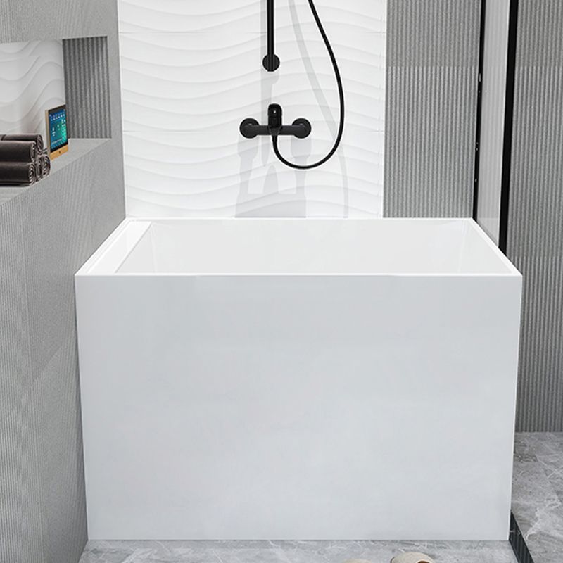 Modern Acrylic White Bathtub Rectangle Back to Wall with Drain Bath Tub Clearhalo 'Bathroom Remodel & Bathroom Fixtures' 'Bathtubs' 'Home Improvement' 'home_improvement' 'home_improvement_bathtubs' 'Showers & Bathtubs' 1200x1200_5457101a-c1d5-40ee-89e6-344b83a52cec