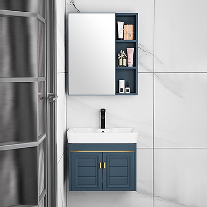 Wall Mounted Vanity Mirror Metal Frame 2 Doors Rectangular Single Sink Bath Vanity Clearhalo 'Bathroom Remodel & Bathroom Fixtures' 'Bathroom Vanities' 'bathroom_vanities' 'Home Improvement' 'home_improvement' 'home_improvement_bathroom_vanities' 1200x1200_54808378-c845-45d8-a8d7-6d70f1b320e2