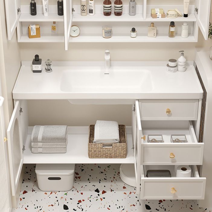 Glam Sink Vanity Single White Rectangular Ceramic Top Bathroom Vanity Clearhalo 'Bathroom Remodel & Bathroom Fixtures' 'Bathroom Vanities' 'bathroom_vanities' 'Home Improvement' 'home_improvement' 'home_improvement_bathroom_vanities' 1200x1200_54887d5b-f9b4-472d-803f-5100e260f3f9