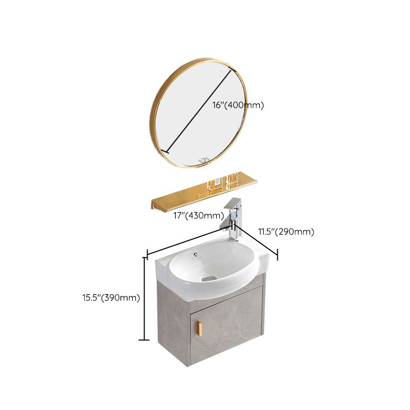 Rectangular Glam Sink Vanity Ceramic Single Wall Mount Vanity Set Clearhalo 'Bathroom Remodel & Bathroom Fixtures' 'Bathroom Vanities' 'bathroom_vanities' 'Home Improvement' 'home_improvement' 'home_improvement_bathroom_vanities' 1200x1200_54a220a3-1b75-4648-83af-29b74c019e6c