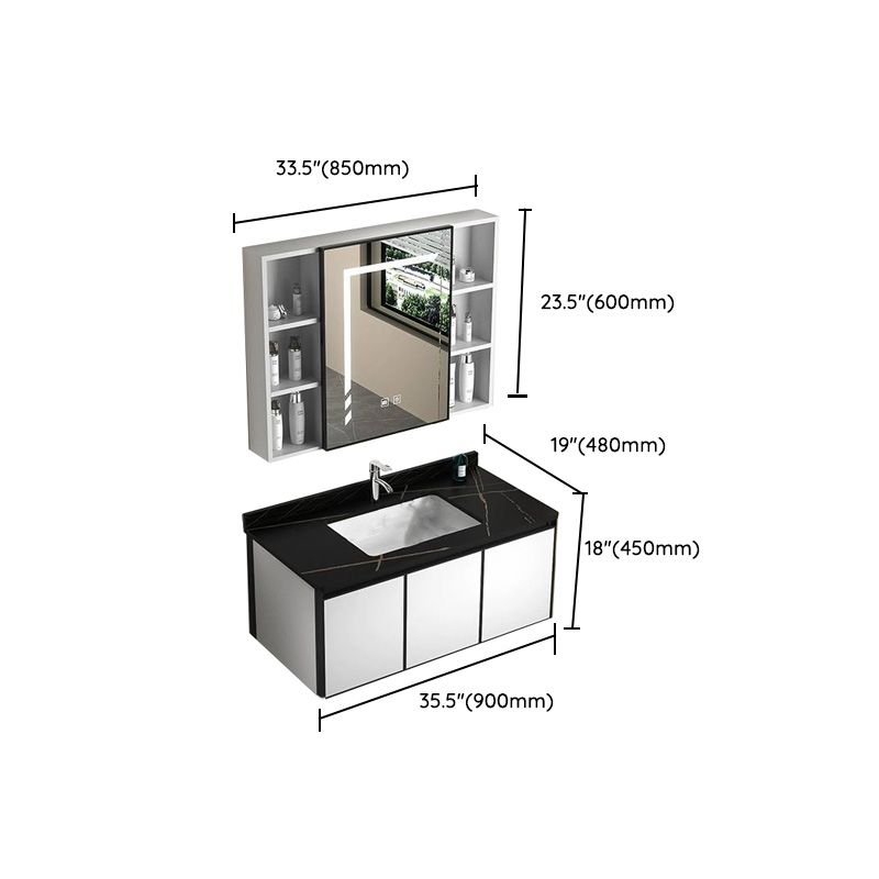 Modern Vanity Set Metal Frame Wall-Mounted with Soft Close Door Clearhalo 'Bathroom Remodel & Bathroom Fixtures' 'Bathroom Vanities' 'bathroom_vanities' 'Home Improvement' 'home_improvement' 'home_improvement_bathroom_vanities' 1200x1200_54a29385-0519-4afb-9746-f12b3c09d041