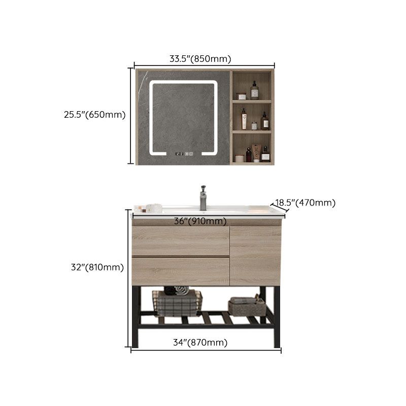 Wall-Mounted Bath Vanity Single Sink Door Rectangle Mirror Bathroom Vanity with Drawers Clearhalo 'Bathroom Remodel & Bathroom Fixtures' 'Bathroom Vanities' 'bathroom_vanities' 'Home Improvement' 'home_improvement' 'home_improvement_bathroom_vanities' 1200x1200_54c4bb65-35b7-4c15-8367-5bb77a5fd999