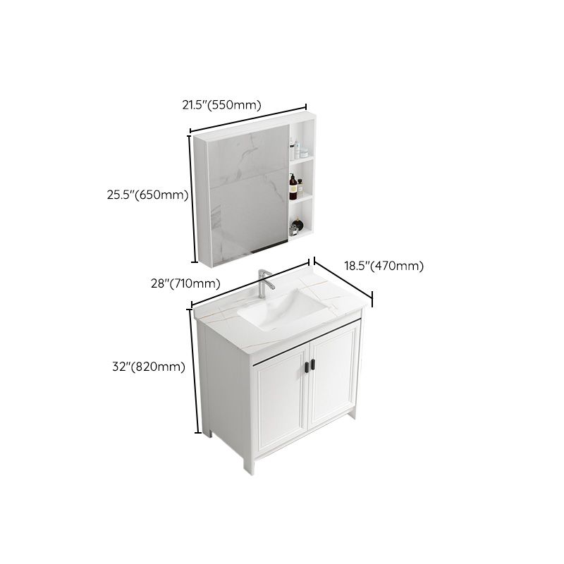 Rectangular Modern Bathroom Vanity White Stone Single Freestanding Vanity Set Clearhalo 'Bathroom Remodel & Bathroom Fixtures' 'Bathroom Vanities' 'bathroom_vanities' 'Home Improvement' 'home_improvement' 'home_improvement_bathroom_vanities' 1200x1200_54f38e7f-9062-4da1-abc3-f64ade24205e