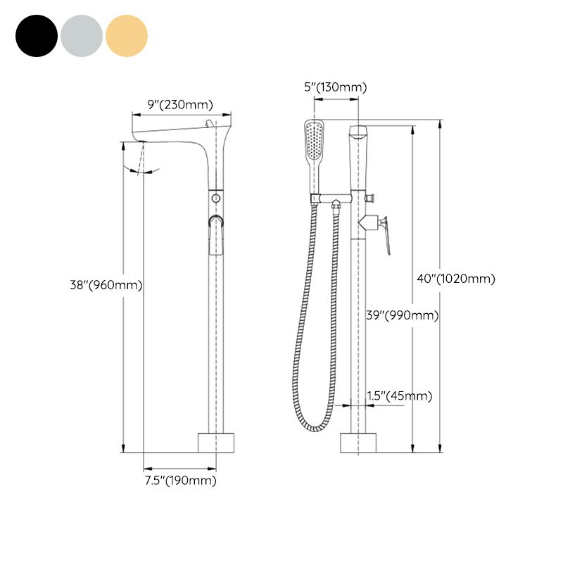 Floor Mounted Copper Bathtub Faucet Single Handle Freestanding Tub Filler Trim Clearhalo 'Bathroom Remodel & Bathroom Fixtures' 'Bathtub Faucets' 'bathtub_faucets' 'Home Improvement' 'home_improvement' 'home_improvement_bathtub_faucets' 1200x1200_5548d2b1-42be-40b3-948d-ad01805c28ed