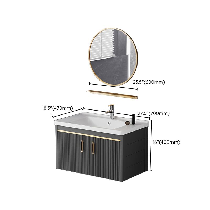 Glam Single-Sink Bathroom Vanity Dark Black Ceramic Rectangular Vanity Set Clearhalo 'Bathroom Remodel & Bathroom Fixtures' 'Bathroom Vanities' 'bathroom_vanities' 'Home Improvement' 'home_improvement' 'home_improvement_bathroom_vanities' 1200x1200_554b543f-c5cd-46c9-baee-a3fee339a20e