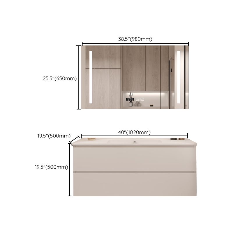 White Bathroom Vanity Wood Rectangle Single Sink Wall Mount 2 Drawers Vanity Set Clearhalo 'Bathroom Remodel & Bathroom Fixtures' 'Bathroom Vanities' 'bathroom_vanities' 'Home Improvement' 'home_improvement' 'home_improvement_bathroom_vanities' 1200x1200_555a911d-be63-40ec-93a1-2d3ab679901c