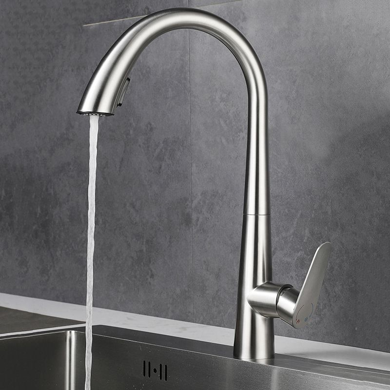 Modern Style Kitchen Faucet 304 Stainless Steel Single Handle Gooseneck Kitchen Faucet Clearhalo 'Home Improvement' 'home_improvement' 'home_improvement_kitchen_faucets' 'Kitchen Faucets' 'Kitchen Remodel & Kitchen Fixtures' 'Kitchen Sinks & Faucet Components' 'kitchen_faucets' 1200x1200_5575adbd-4a6d-44e8-b0d5-bc6b919a2b2c