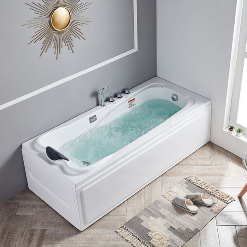 Modern Back to Wall Bathtub Rectangular White Acrylic Soaking Tub Clearhalo 'Bathroom Remodel & Bathroom Fixtures' 'Bathtubs' 'Home Improvement' 'home_improvement' 'home_improvement_bathtubs' 'Showers & Bathtubs' 1200x1200_5581a26e-eead-4a34-97e9-cc3a16a9f082